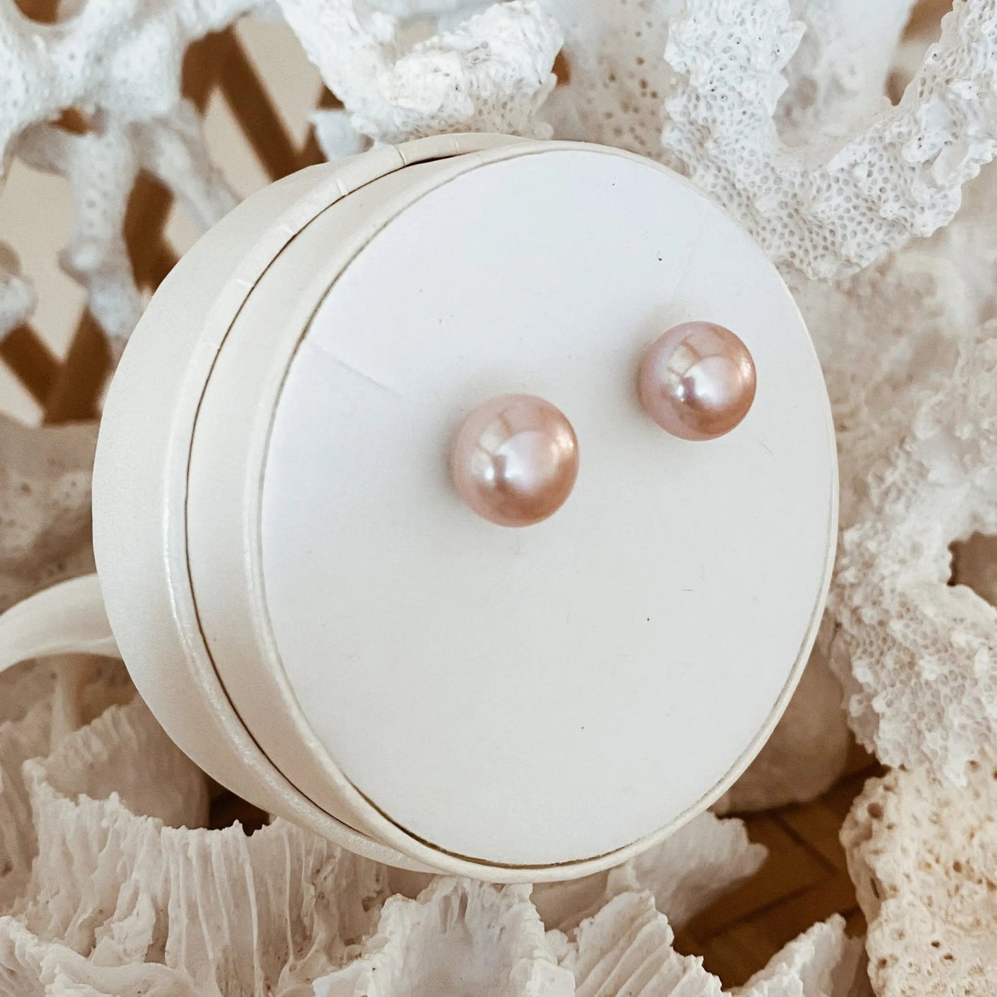 Pink Pearl Stud Earrings Stg Silver