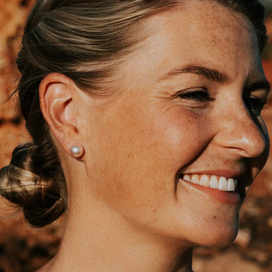 Pink Pearl Stud Earrings Stg Silver