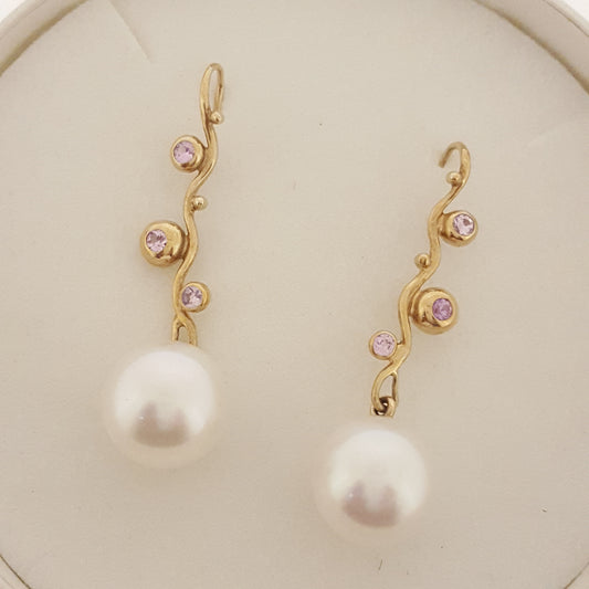 Earrings Sapphire South Sea 9ct Gold