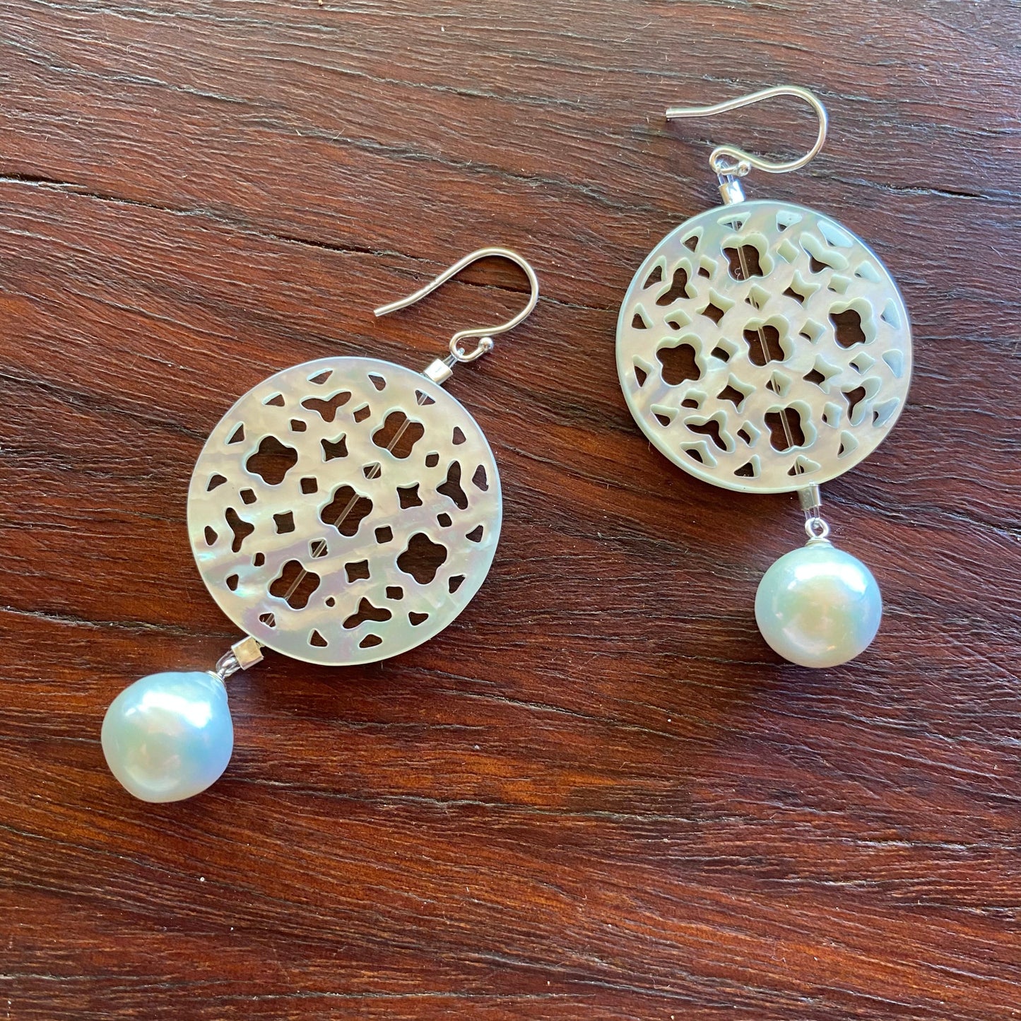 Carved Mother of Pearl Drops
