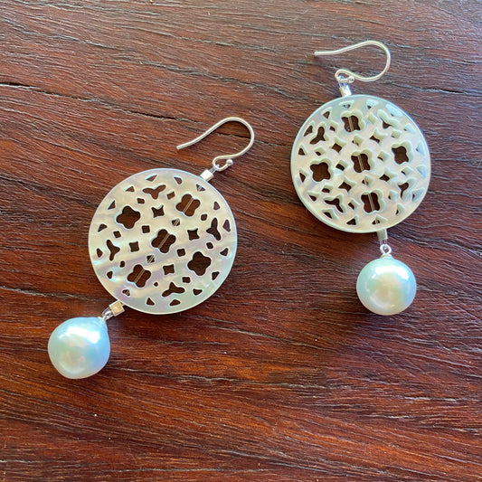 Carved Mother of Pearl Drops