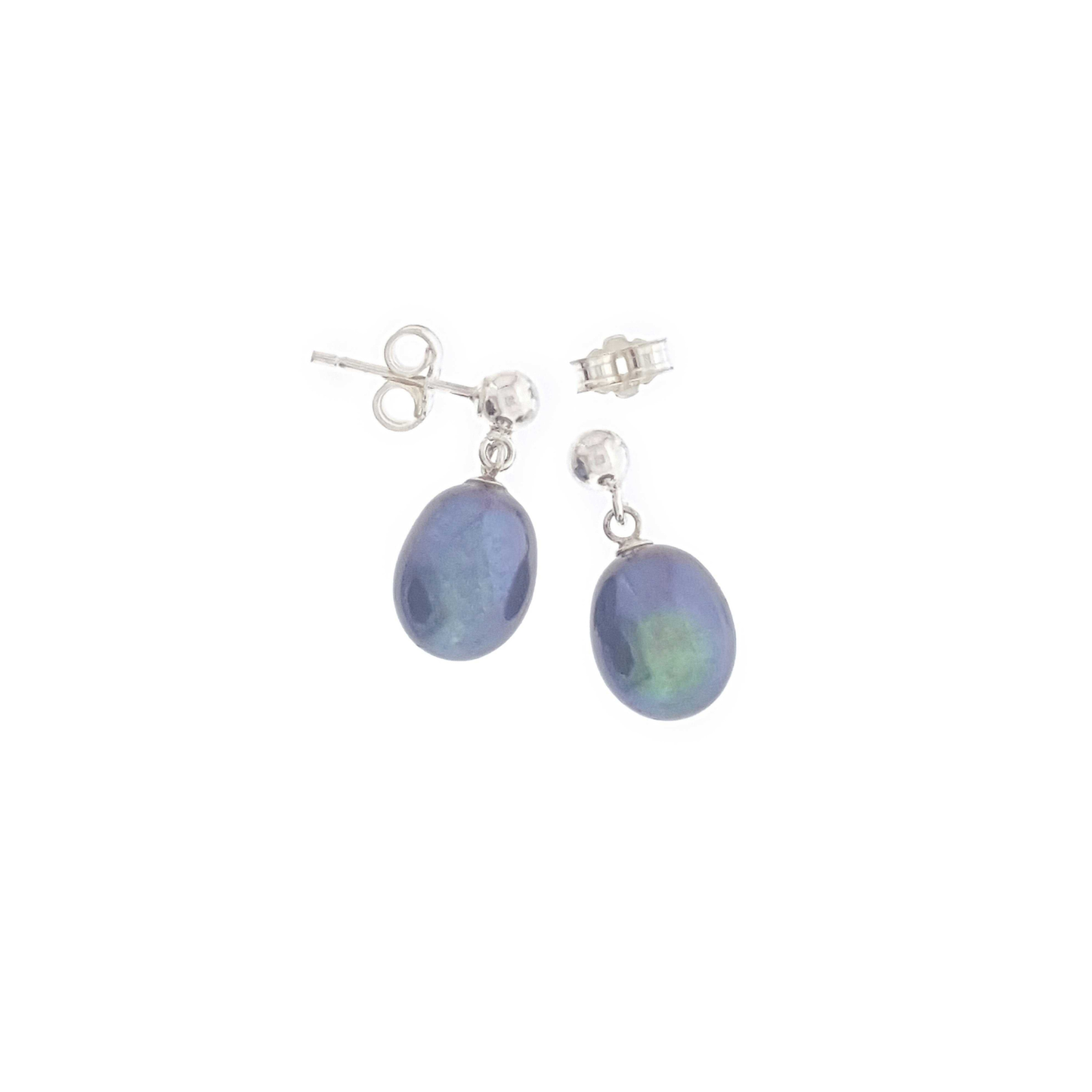 Pearl Earrings 'Peacock Pearl Drop' Stg Ball Stud