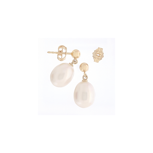 White Pearl 9ct Gold Ball Studs
