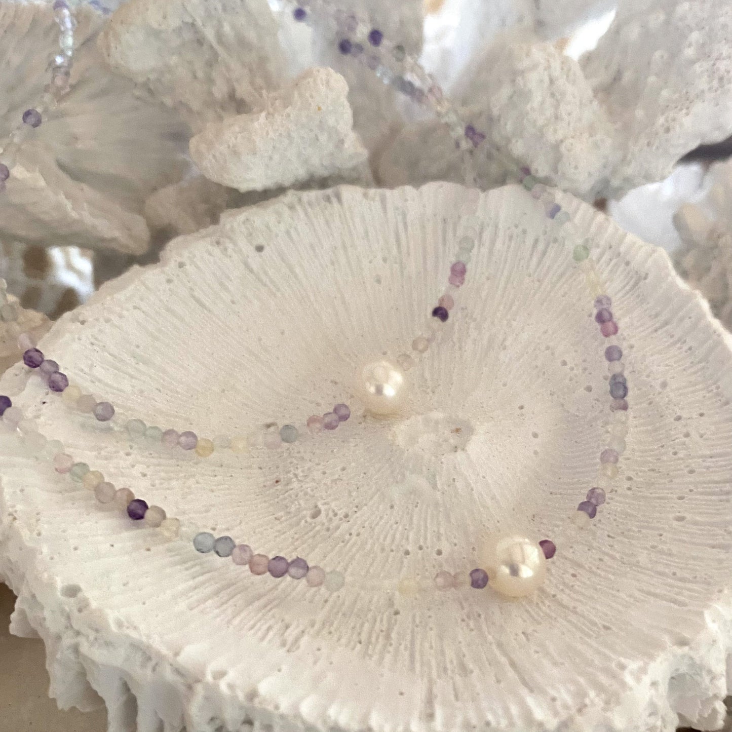 Pearl and Gemstone Necklace Fluorite