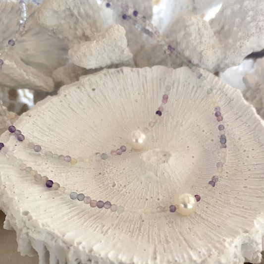 Pearl and Gemstone Necklace Fluorite