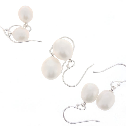 Earring Hook White Pearl Drop