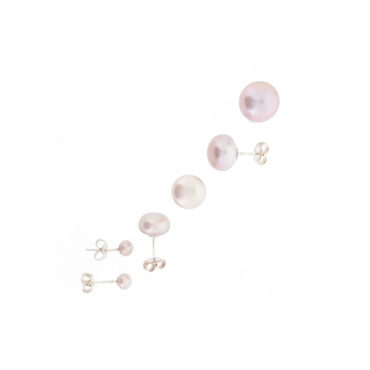 Pink Pearl Stud Earrings Stg Silver
