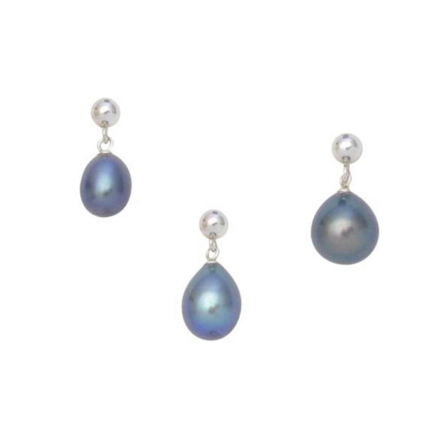 Pearl Earrings 'Peacock Pearl Drop' Stg Ball Stud