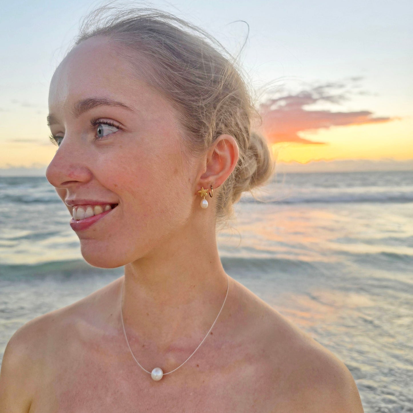 Single Pearl Necklace on wire